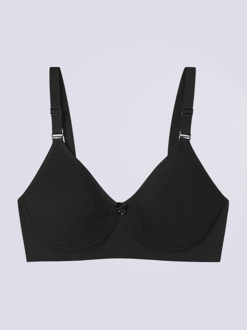 Black bra on a light gray background